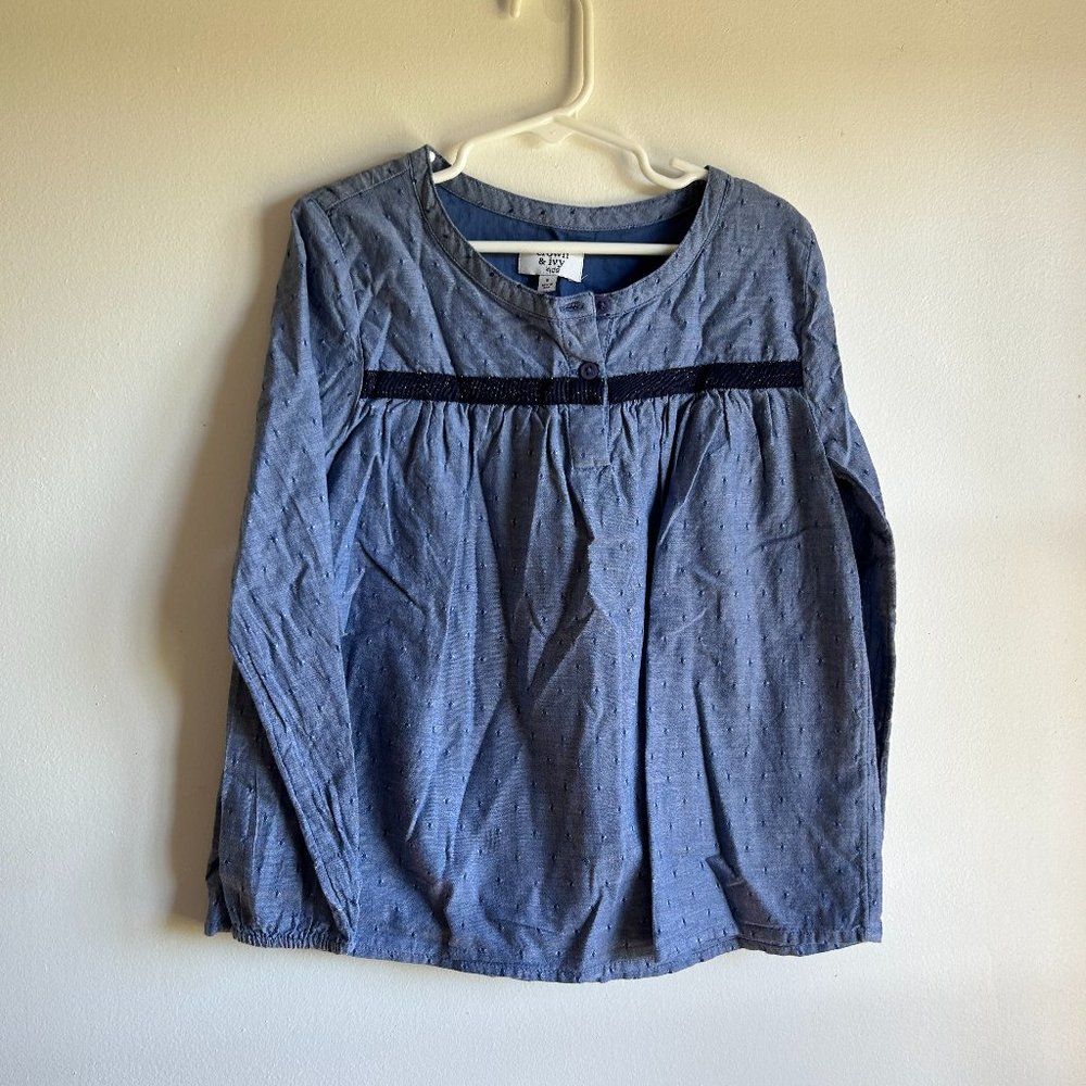 Crown and Ivy Girls size small long sleeve blue shirt